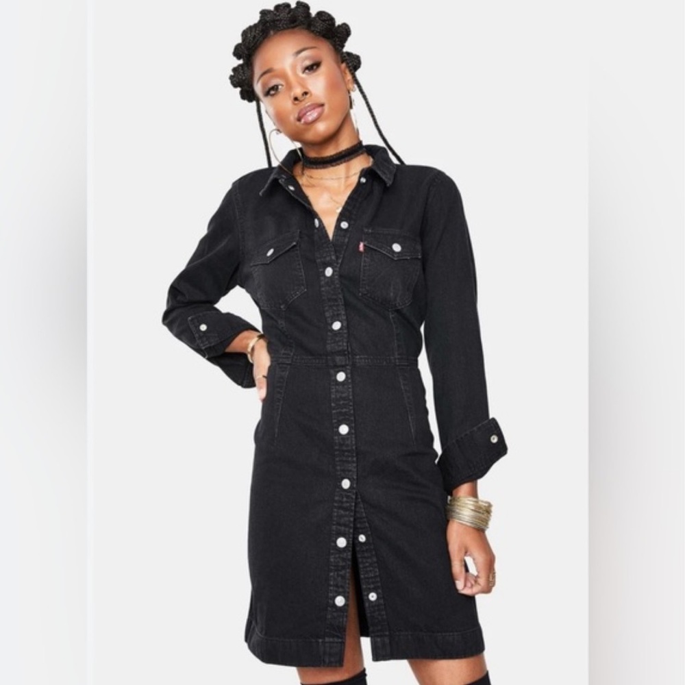 Levi’s Ellie Denim Dress in Black - Size M - Picture 10 of 15